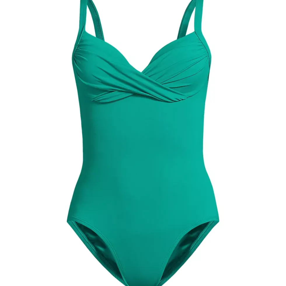 Women's Sculpting Suit Targeted Control Draped One Piece Swimsuit