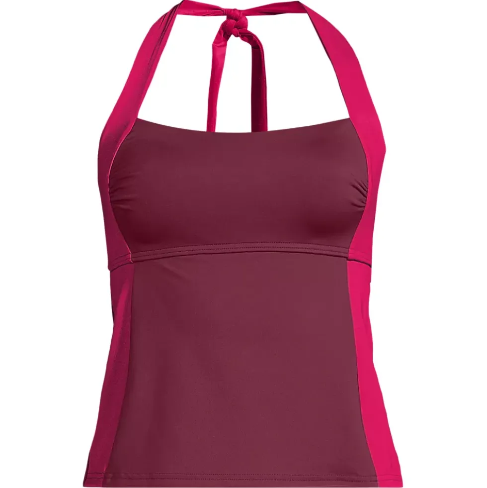 Women's Seamed Halter Tankini Top