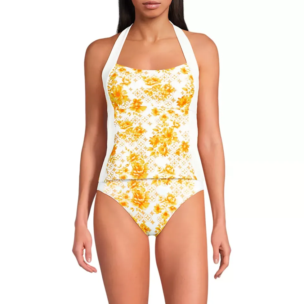 Women's Seamed Halter Tankini Top