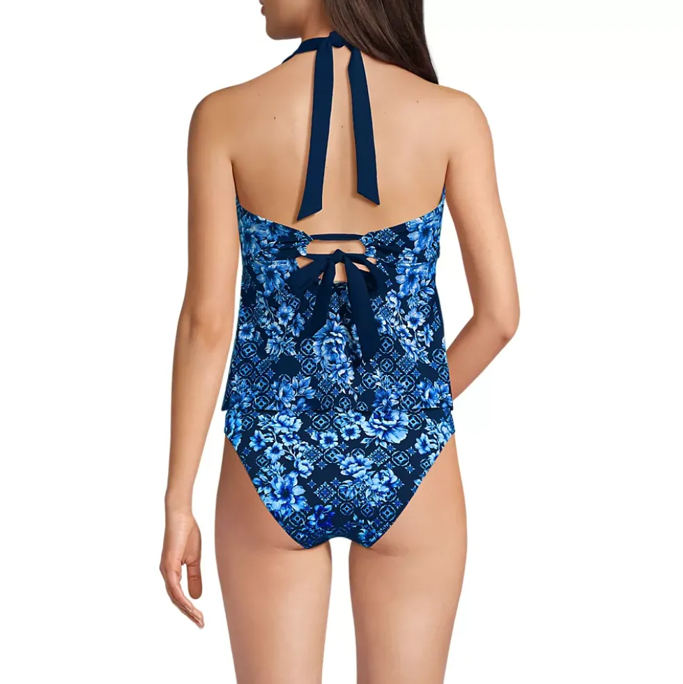 Women's Seamed Halter Tankini Top
