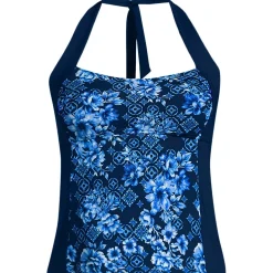 Women's Seamed Halter Tankini Top