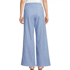 Women's Seersucker High Rise Drawstring Wide Leg Pants