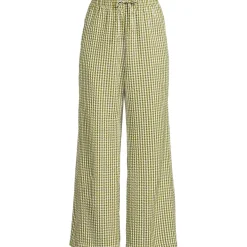 Women's Seersucker High Rise Drawstring Wide Leg Pants