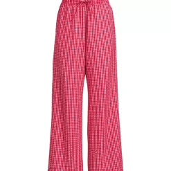 Women's Seersucker High Rise Drawstring Wide Leg Pants