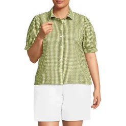 Women's Seersucker Peter Pan Collar Shirt