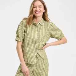 Women's Seersucker Peter Pan Collar Shirt