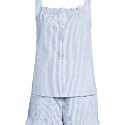 Women's Seersucker 2 Piece Pajama Set - Tank and Shorts