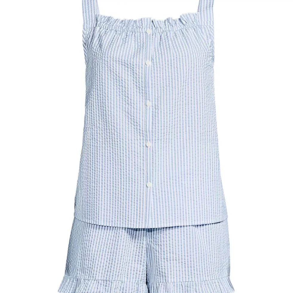 Women's Seersucker 2 Piece Pajama Set - Tank and Shorts