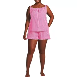 Women's Seersucker 2 Piece Pajama Set - Tank and Shorts