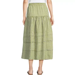 Women's Seersucker Pull On Midi Skirt