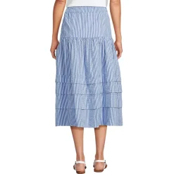 Women's Seersucker Pull On Midi Skirt
