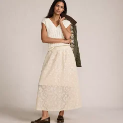 Women's Sequin Lace Mid Rise Midi Skirt