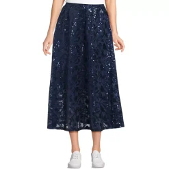 Women's Sequin Lace Mid Rise Midi Skirt