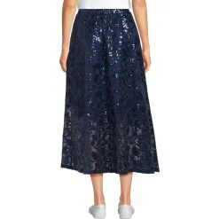Women's Sequin Lace Mid Rise Midi Skirt