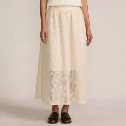 Women's Sequin Lace Mid Rise Midi Skirt
