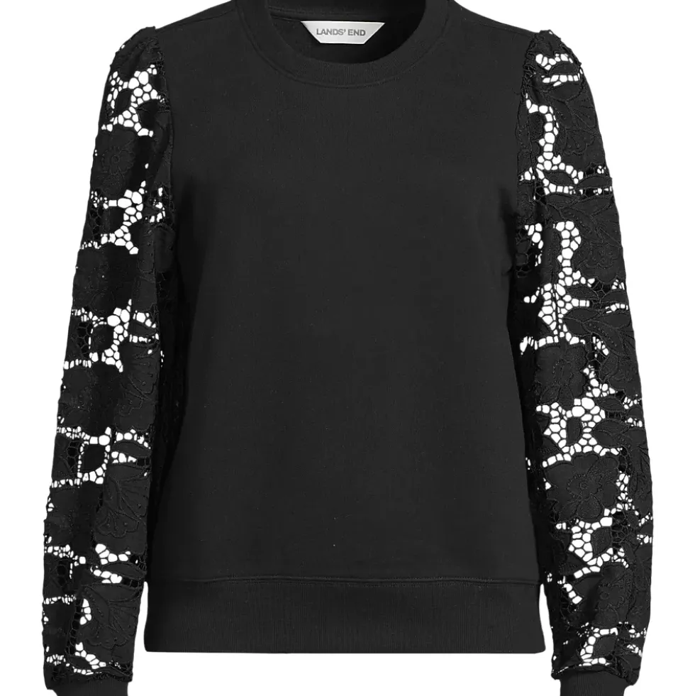 Women's Serious Sweats Lace Sleeve Sweatshirt