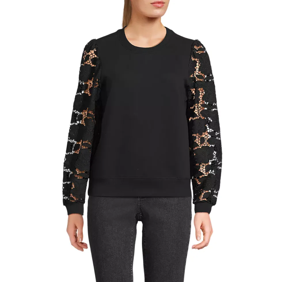 Women's Serious Sweats Lace Sleeve Sweatshirt