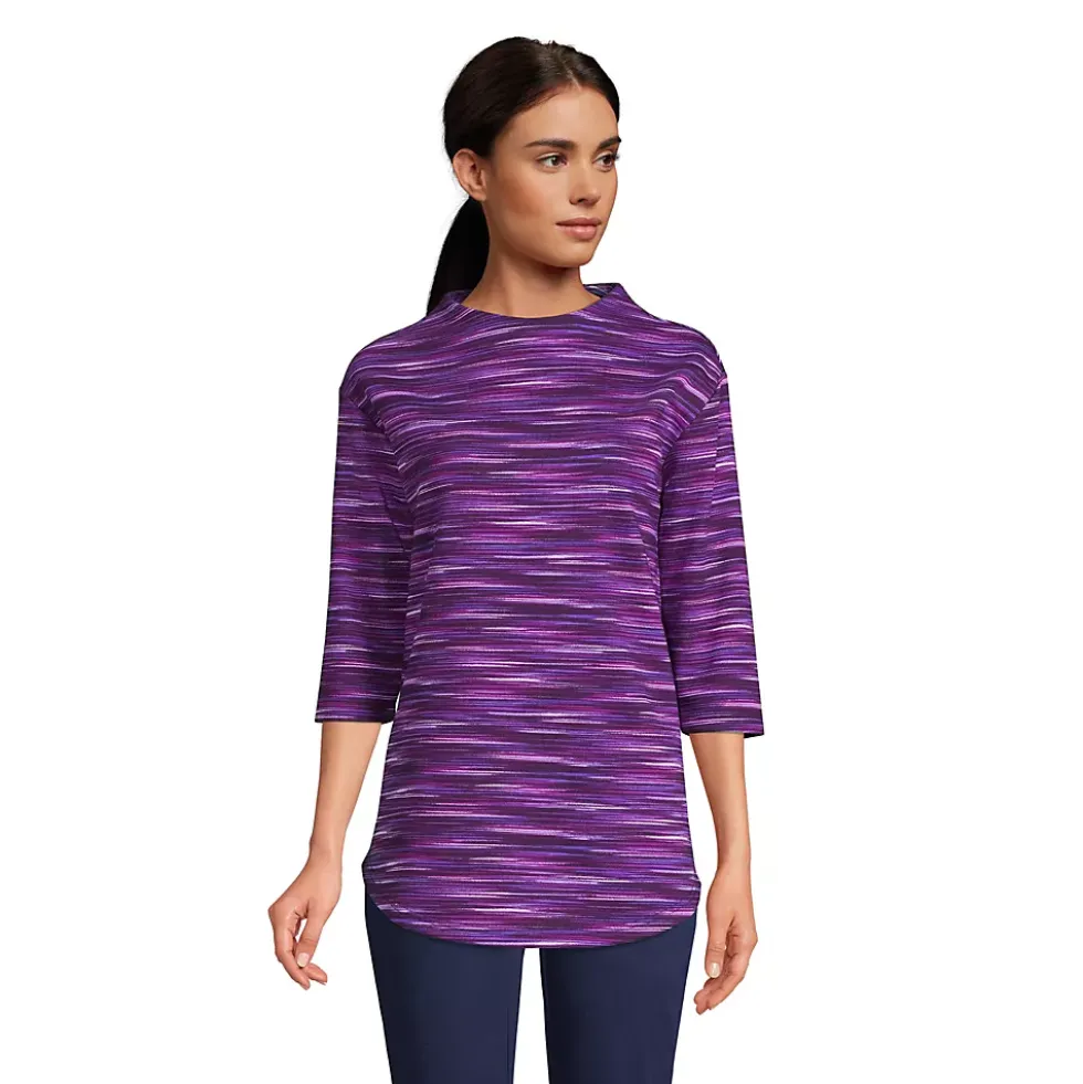Women's Serious Sweats 3/4 Sleeve Funnel Neck Top