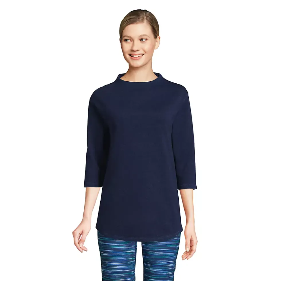 Women's Serious Sweats 3/4 Sleeve Funnel Neck Top