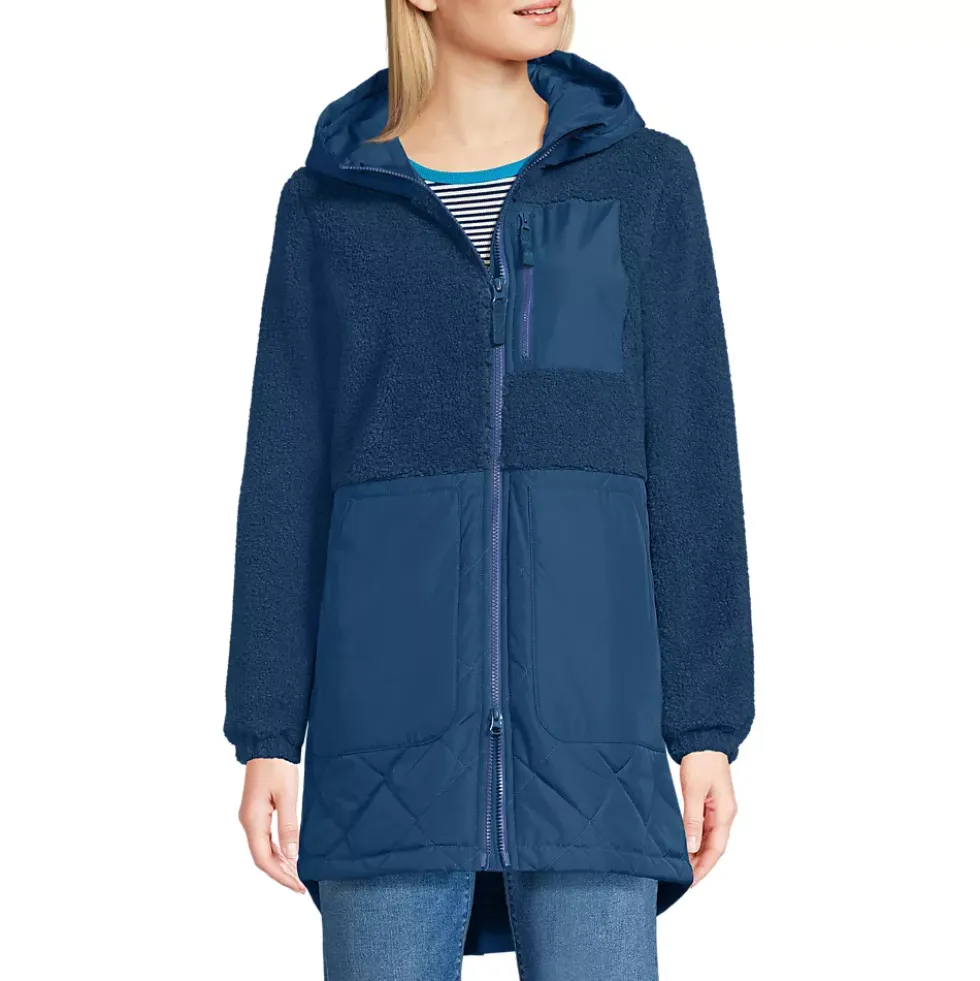 Women's Sherpa Fleece Quilted Mixed Media Parka
