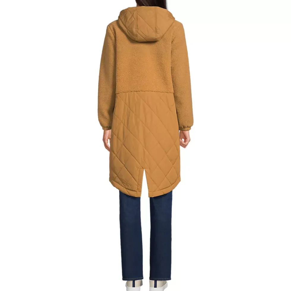 Women's Sherpa Fleece Quilted Mixed Media Parka