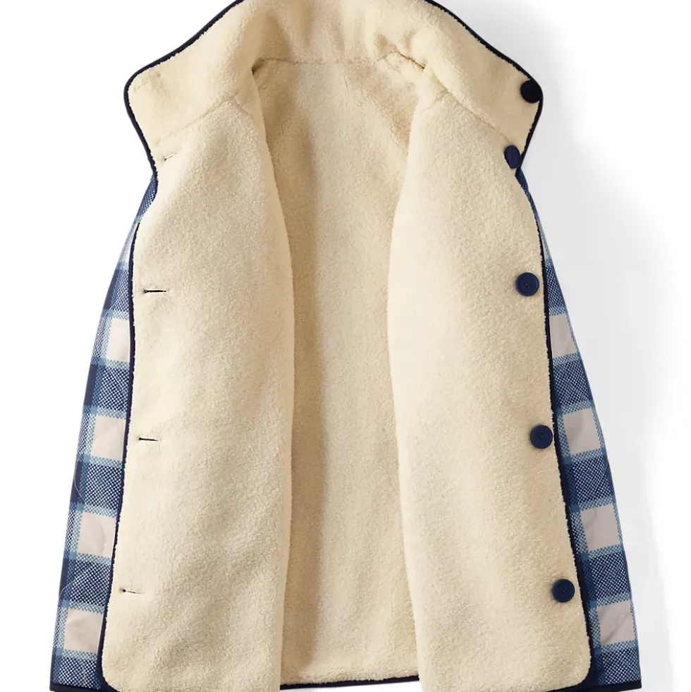 Women's Sherpa Fleece Reversible Mixed Media Long Jacket