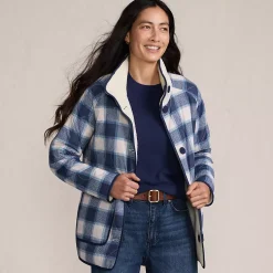 Women's Sherpa Fleece Reversible Mixed Media Long Jacket