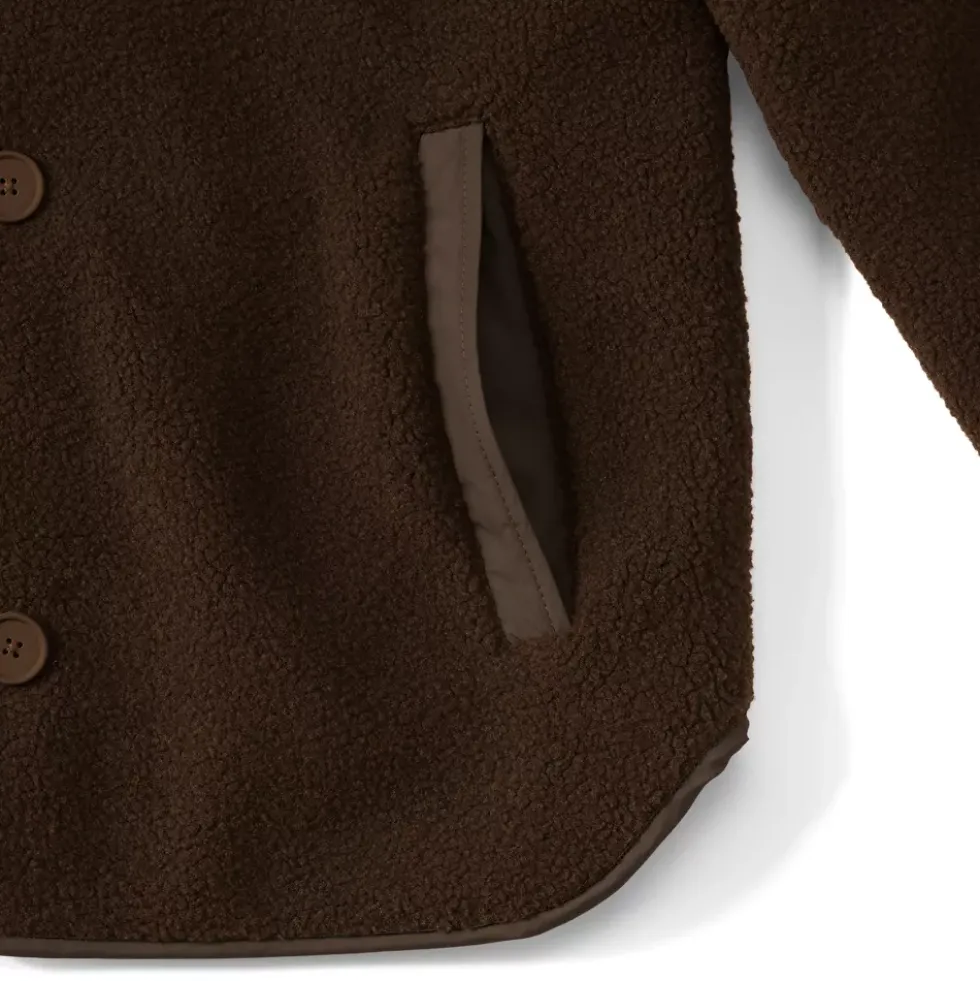 Women's Sherpa Fleece Reversible Mixed Media Long Jacket