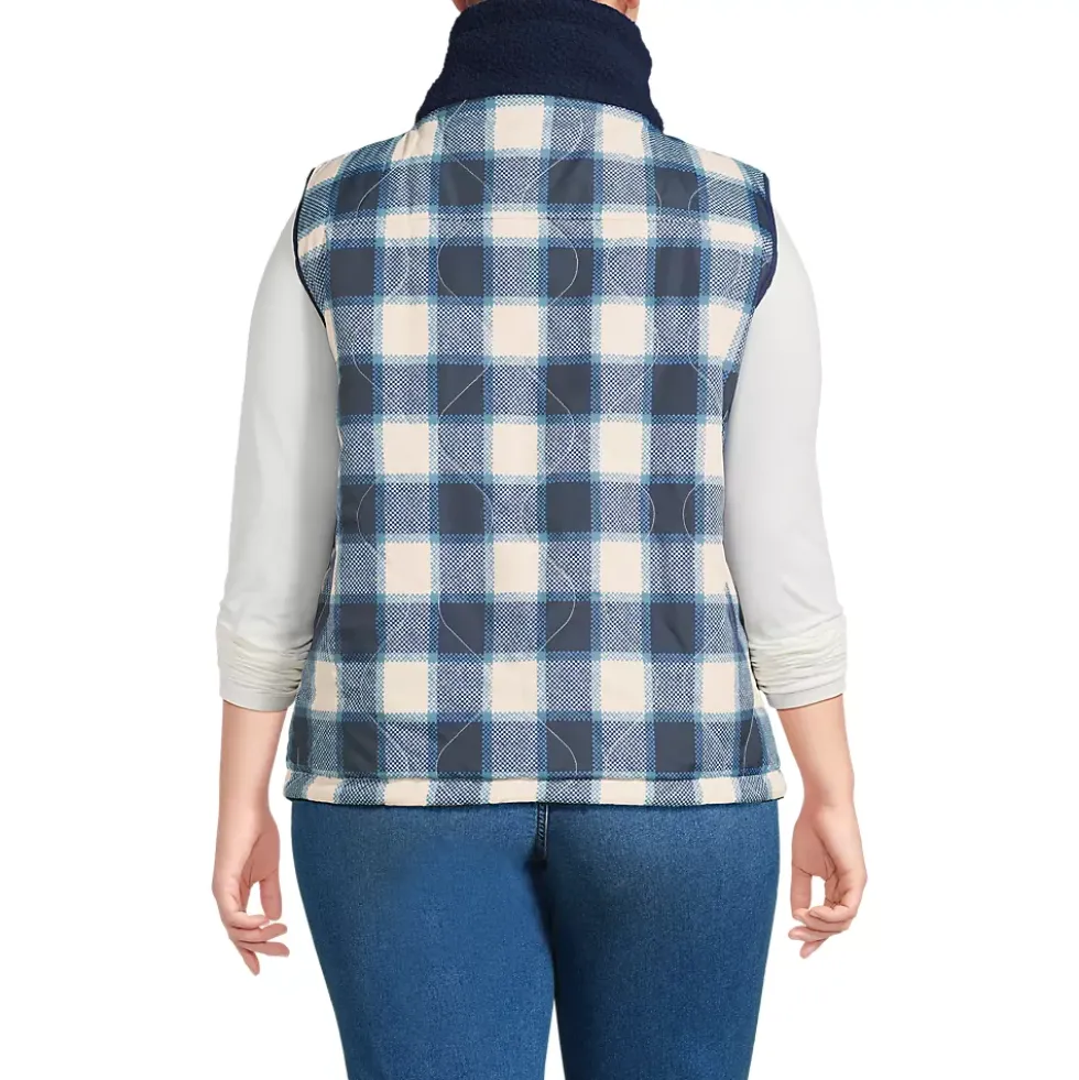 Women's Sherpa Fleece Reversible Mixed Media Vest