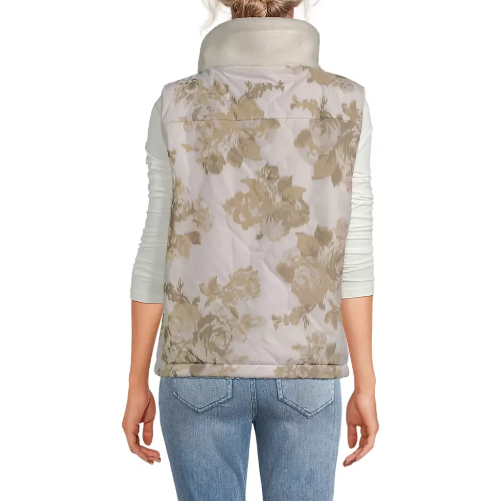 Women's Sherpa Fleece Reversible Mixed Media Vest