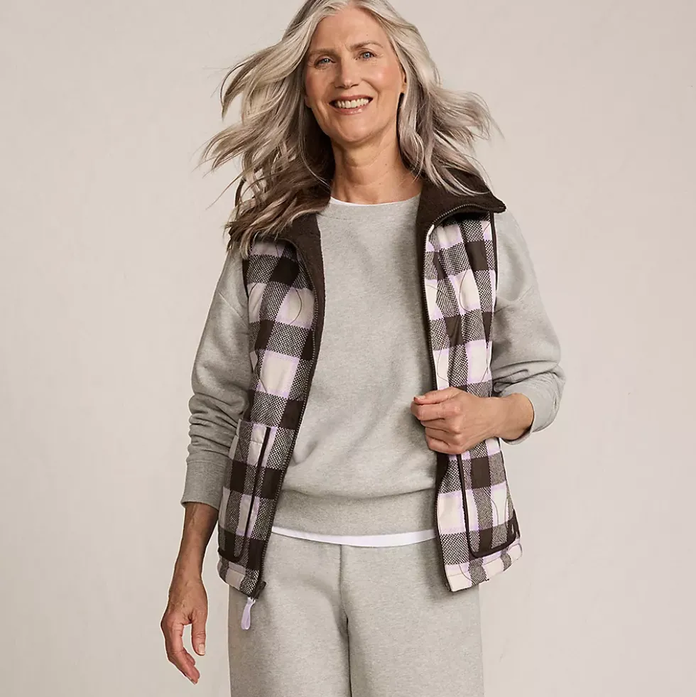 Women's Sherpa Fleece Reversible Mixed Media Vest