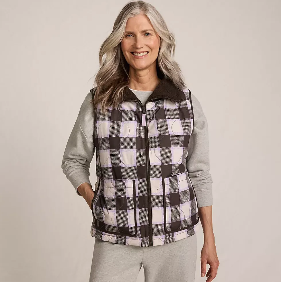 Women's Sherpa Fleece Reversible Mixed Media Vest