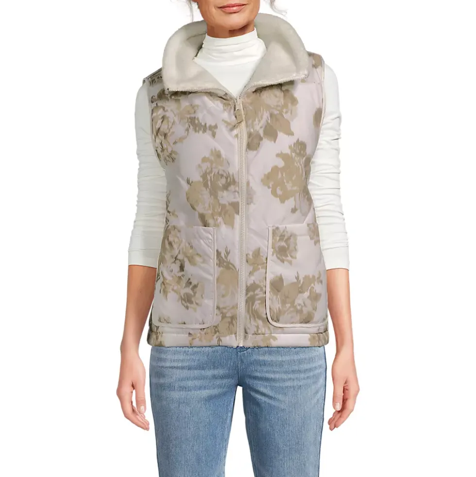 Women's Sherpa Fleece Reversible Mixed Media Vest