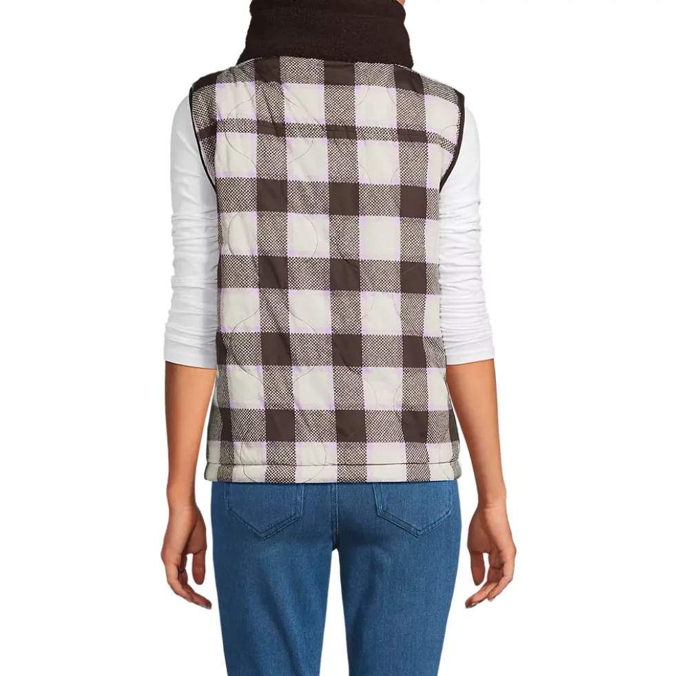 Women's Sherpa Fleece Reversible Mixed Media Vest