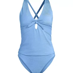 Women's Shine Ribbed Tankini Top and High Waisted Bottom Swimsuit Set