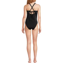 Women's Shine Ribbed Tankini Top and High Waisted Bottom Swimsuit Set
