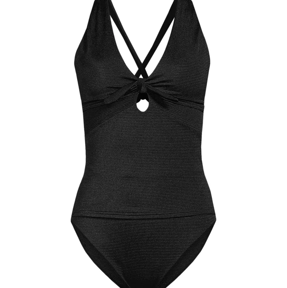 Women's Shine Ribbed Tankini Top and High Waisted Bottom Swimsuit Set