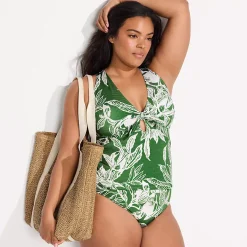 Women's Shine Ribbed Tankini Top and High Waisted Bottom Swimsuit Set