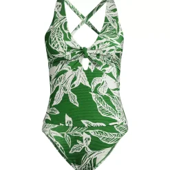 Women's Shine Ribbed Tankini Top and High Waisted Bottom Swimsuit Set