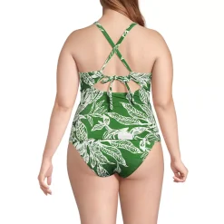 Women's Shine Ribbed Tankini Top and High Waisted Bottom Swimsuit Set