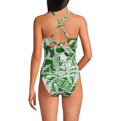 Women's Shine Ribbed Tankini Top and High Waisted Bottom Swimsuit Set