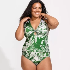 Women's Shine Ribbed Tankini Top and High Waisted Bottom Swimsuit Set