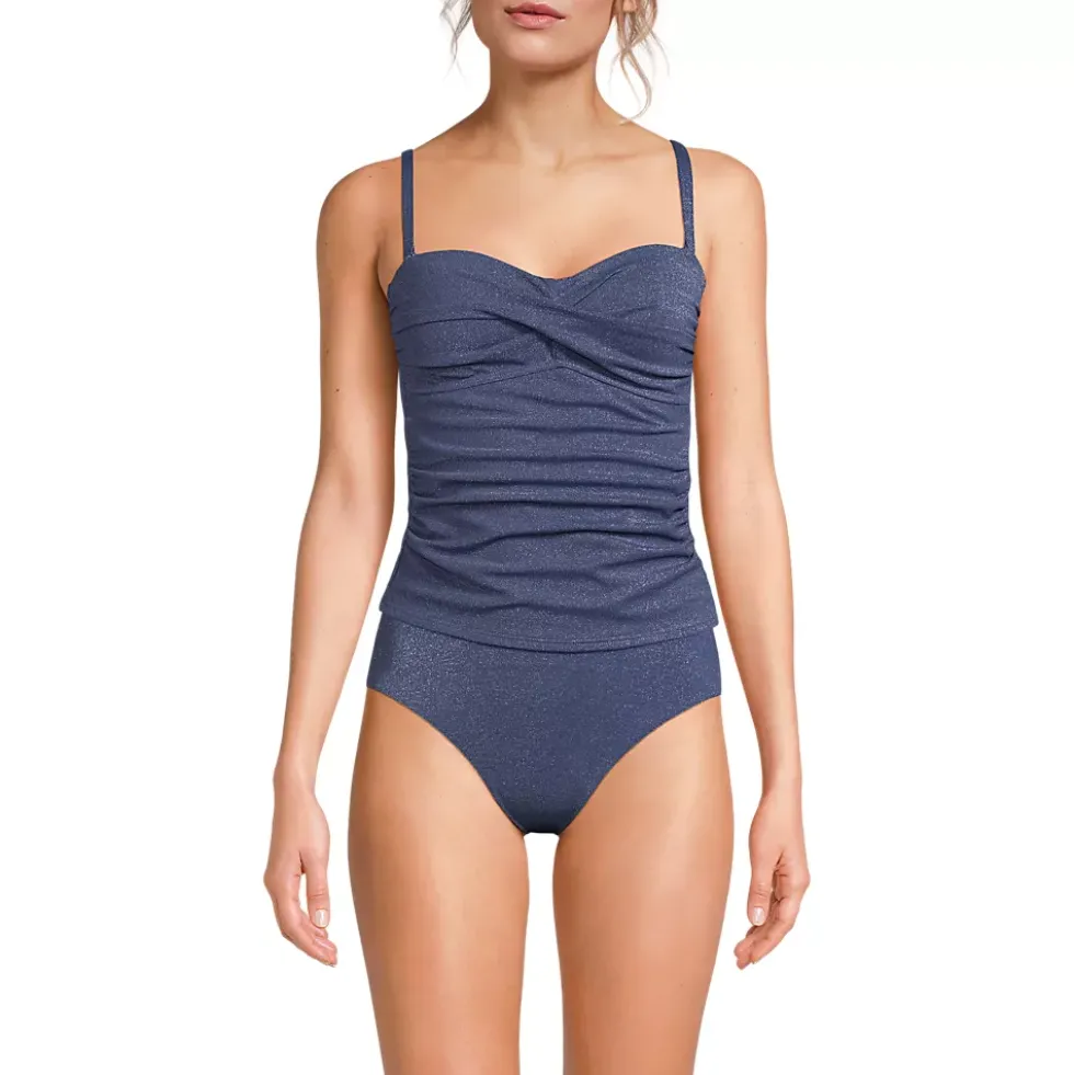 Women's Shine Wrap Bandeau Tankini Swimsuit Top