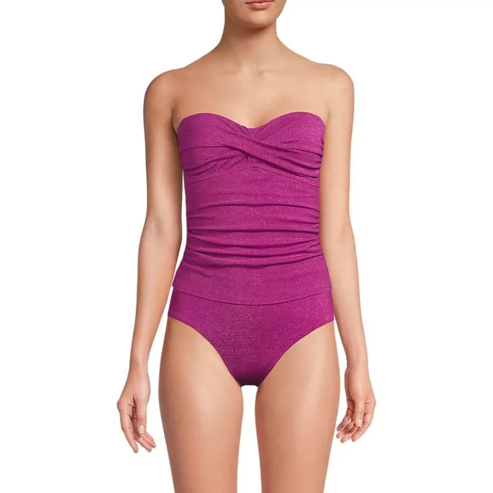 Women's Shine Wrap Bandeau Tankini Swimsuit Top