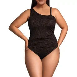 Women's Shirred One Shoulder One Piece Swimsuit