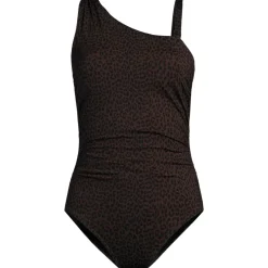 Women's Shirred One Shoulder One Piece Swimsuit