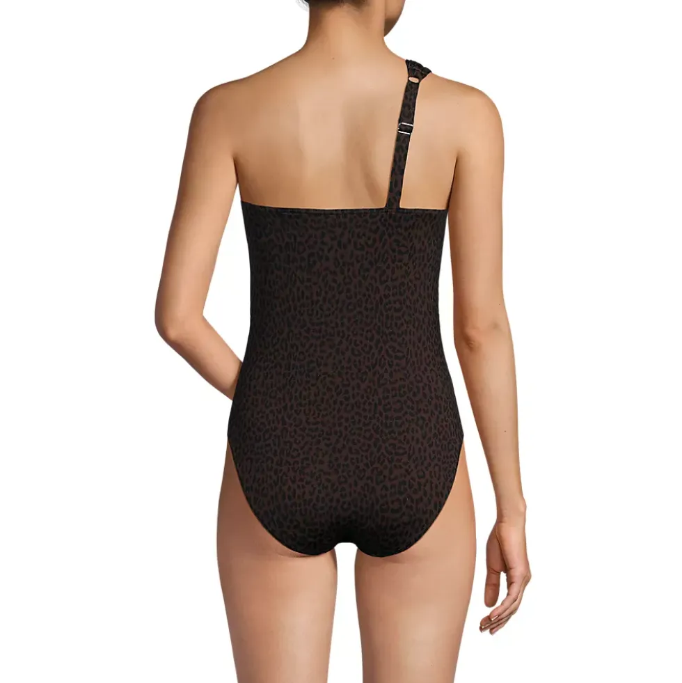 Women's Shirred One Shoulder One Piece Swimsuit