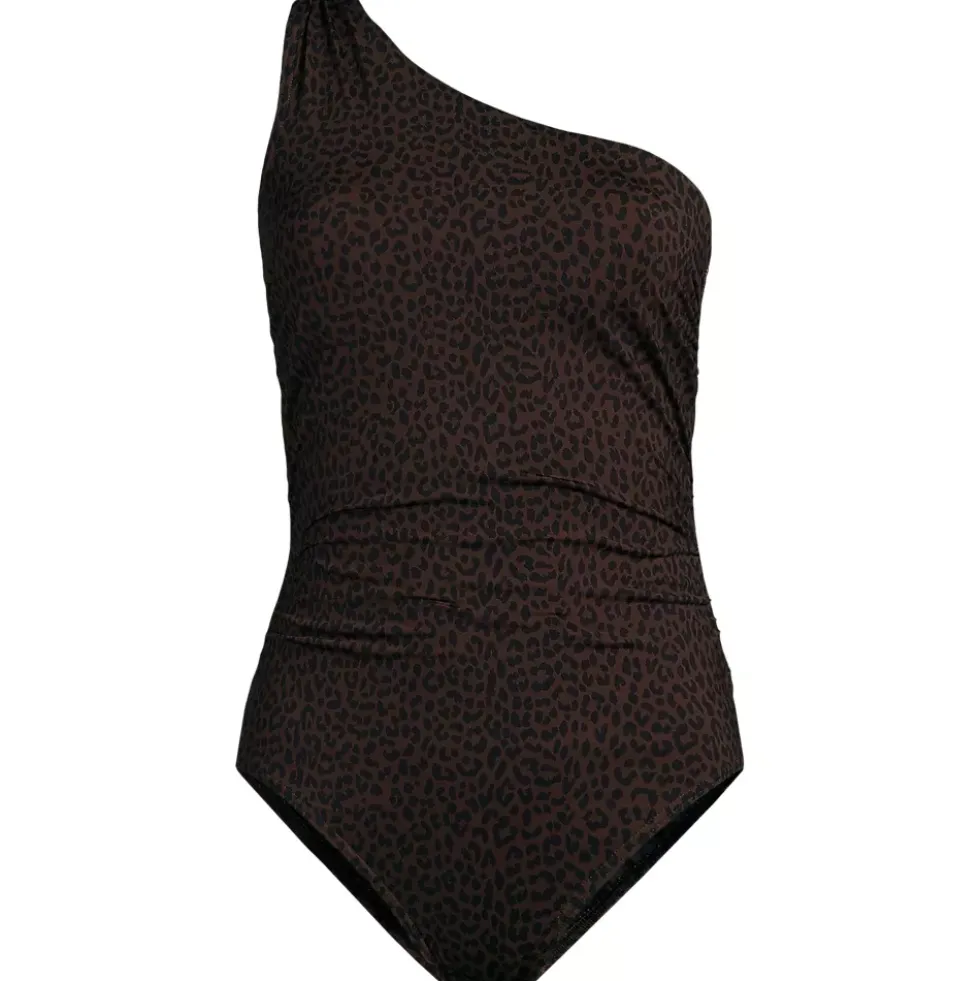 Women's Shirred One Shoulder One Piece Swimsuit