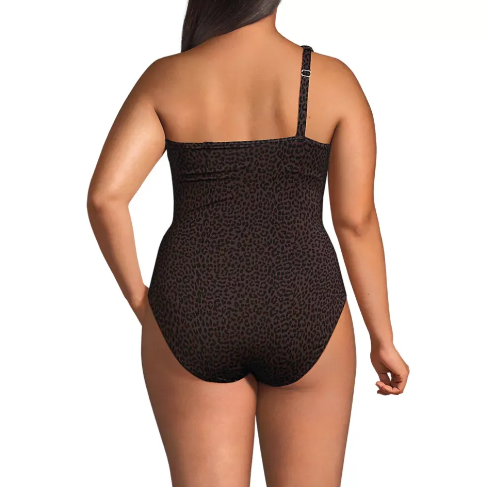 Women's Shirred One Shoulder One Piece Swimsuit