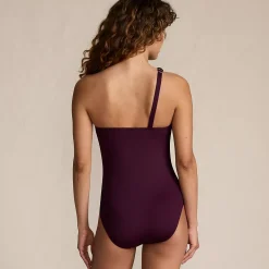 Women's Shirred One Shoulder One Piece Swimsuit